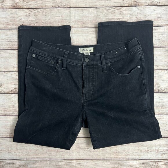 Madewell Denim - Madewell Black Mid-Rise Kick Out Jeans Size 31P Sustainable Denim